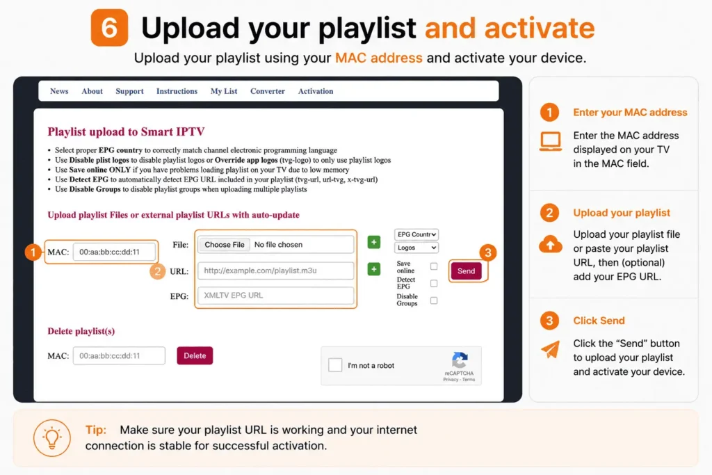 The playlist upload page on phone or laptop