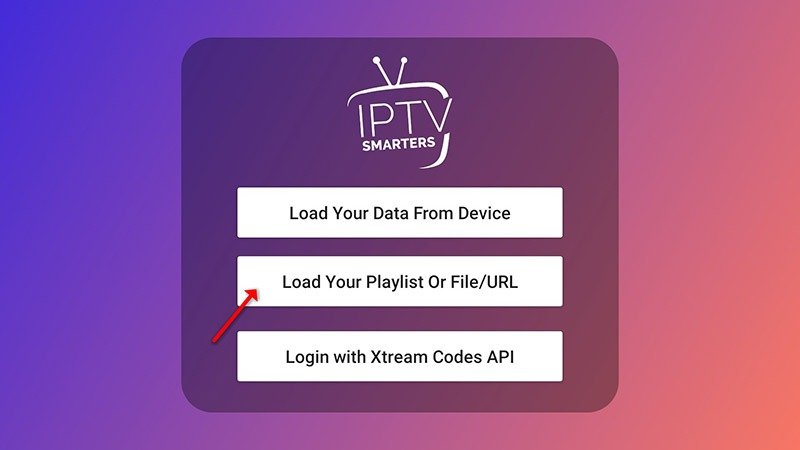 IPTV Smarters app screenshot showing the Login with Playlist option