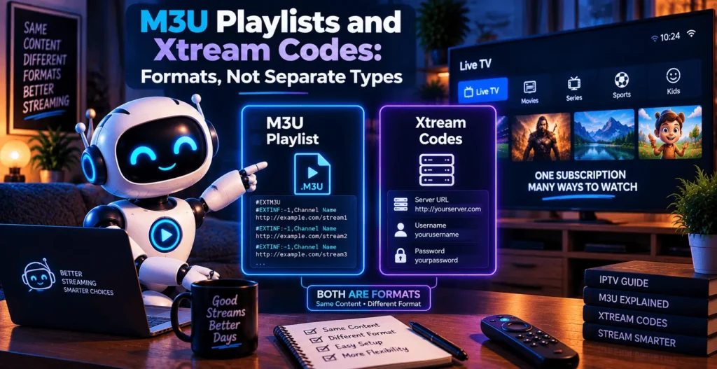 M3U playlists and Xtream Codes: formats, not separate types