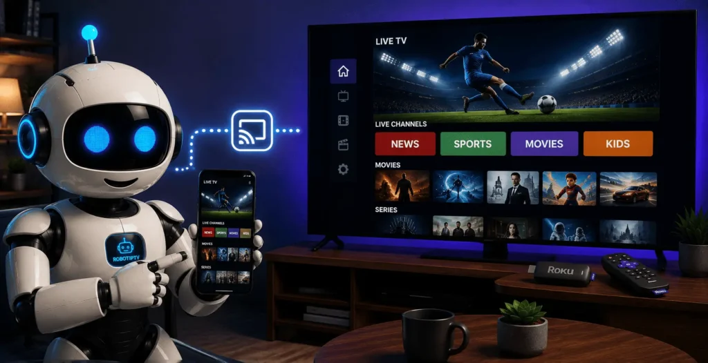 Screen mirror an IPTV app to your Roku TV