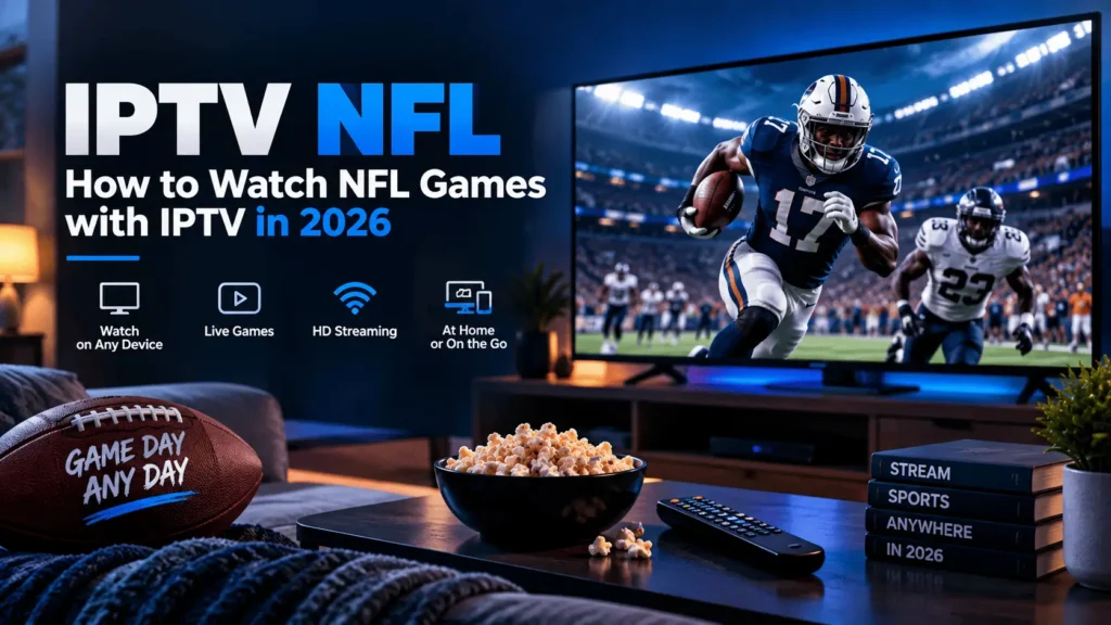 NFL game playing through an IPTV app on a smart TV