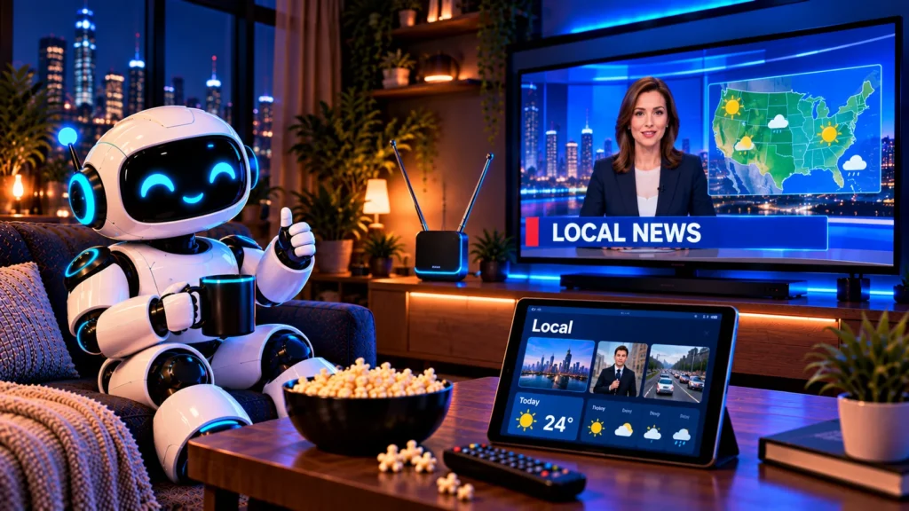 Free streaming news for local channels: a TV antenna, a local newscast and a local news app